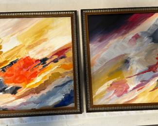 "Himalayan Peaks 1 and 2" original acrylic on canvas by Barbara Kennison 18” x 22” ea. 