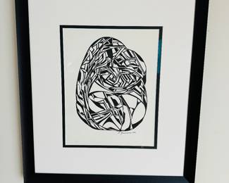 “Ancient Artifact Improvisation by Barbara Kennison 2015: Black and white pen and ink: 1 of 2 in the set: 20.5” x 23.5”