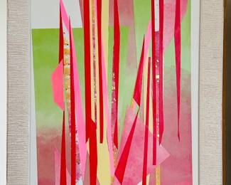 “Summer Solstice” original collage on canvas by Barbara Kennison 22” x 12”