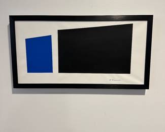 "Black and Blue" original collage on canvas by Barbara Kennison 21” x 11”