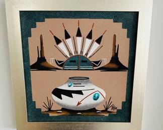 Native Sand Painting original by Bobby Kee; 14” x 14”