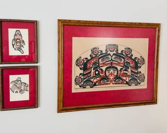 “The Giant Devil Fish” limited edition 47/55 24.5” x 30.5”: pair of Bill Reid prints 9” x 10.5” each