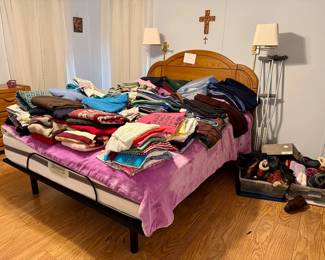 So many clothes! (Bed is not for sale!)
