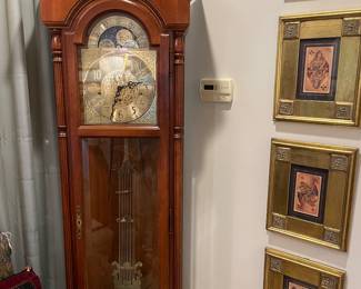 Wonderful Howard/ Miller grandfather clock and playing card prints