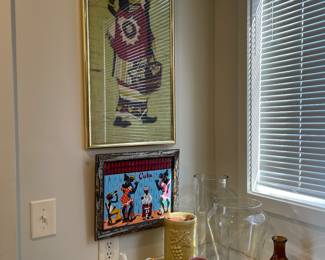 Batik of African woman with child with Cuban folk art painting 