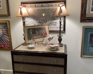 Faux lizard skin mahogany chest