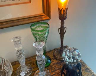 Other Steuben lamp with Waterford crystal 