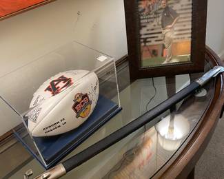 Gene Chetzky autographed photo and National Championship football with Marine sword replica 