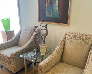 2 of 4 contemporary upholstered armchairs 