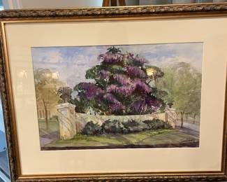 Original Montgomery artist Tom Connor watercolor “Entrance to Hill Hedge”