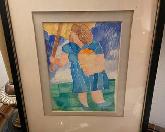 Sharon Yavis shopping lady watercolor 