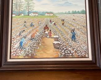 Montgomery artist Tig Jo Price “Cotton Pickers” oil on canvas