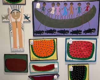 Wonderful collection of Mose T and Annie Toliver folk art part of the Teague folk art collection 