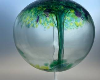 Large Luke Sands “Tree of Life” art glass orb