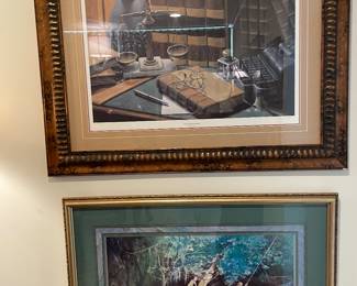 Top: Montgomery artist Terry McKee “Legal Illumination “ art print 
Alabama artist Jack DeLoney “ Swimming Jole “ print