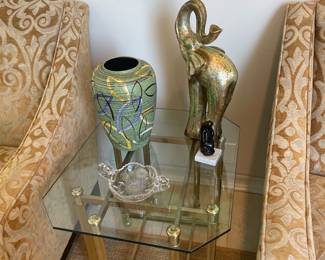 Other brass and glass table and mid century modern pottery vase