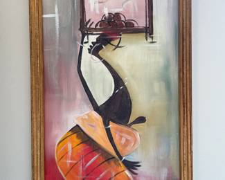 Troy artist Woodi Ishmael abstract oil” African Woman”