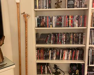 Auburn hand carved walking sticks and DVD collection and collectibles 