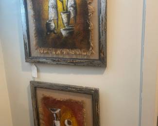 Folk painting on burlap African by Hondas