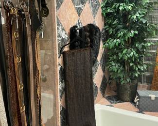 Designer belts and fur wraps and scarves 