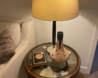 Other end table  with art pottery vase from studio in Seagrove North Carolina 