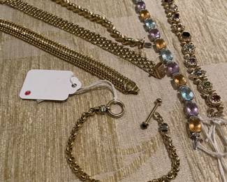 A nice selection of 14 k bracelets ( slide bracelet is 10k)