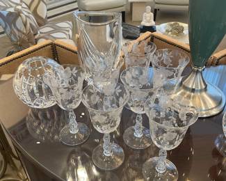 Cambridge “Wildflower “ stems and Waterford vases