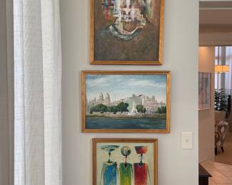 The top painting Kids on Drugs Fulbert oil on canvas
Middle painting scene of Havana unsigned
Bottom painting Caribbean women by Petec
