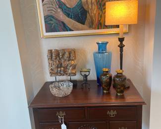 Entrance Hall with Chippendale server and wonderful original Barbara Gallagher painting 