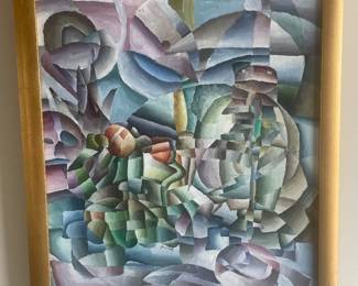 Montgomery artist Janet Cook abstract on stairway to second floor 