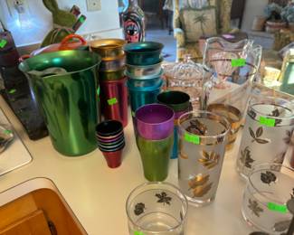 Retro metal cups and pitcher