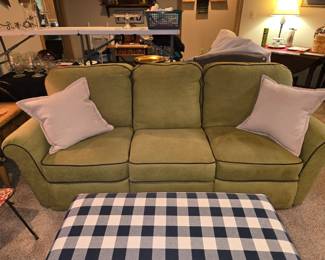 La-Z-Boy Sofa w/dual Recliner & Plaid Ottoman