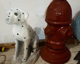 Concrete Dalmation (13" tall) w/Fire Hydrant (15" tall)