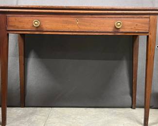 Georgian mahogany card table with flip top and one drawer
