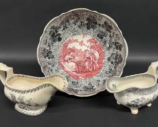 Assorted antique black Staffordshire lot