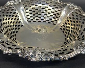 Sterling reticulated monogrammed bowl