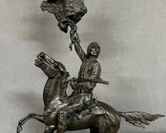 Large bronze sculpture of "Buffalo Signal" after Frederic Remington