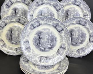 "Haddon" pattern transferware by Scott dinner plates (9)