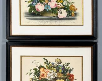 Nicely matted and framed pair of J.L. Prevost Botanical etching prints