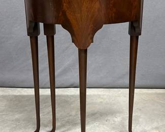 Diminutive mahogany Queen Anne style demilune table with flip top