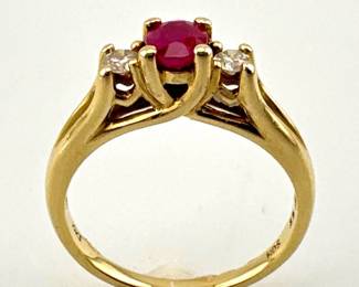 10kt ruby, diamond ring