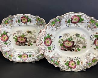 Multicolored "Palestine" ironstone undertrays (2)