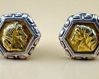 Slane and Slane sterling and 18kt horse head earrings