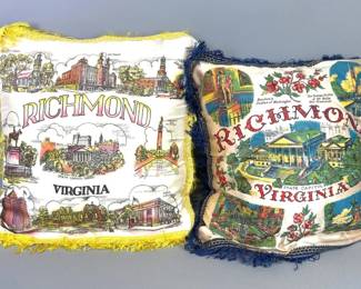 Pair of vintage Richmond silk scarf pillows