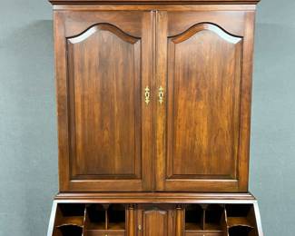 Henkel Harris black cherry two piece secretary with bookcase top