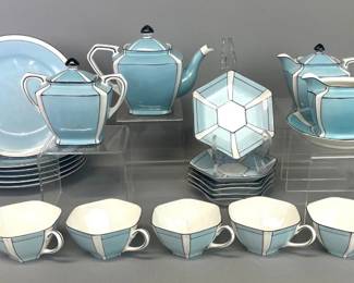 Noritake Nippon Morimura assembled tea service hexagon blue pattern