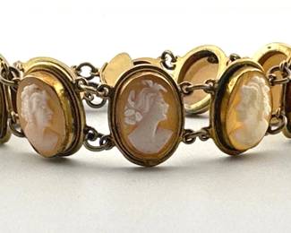 800 silver gold wash cameo bracelet