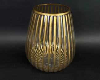 Ribbed MCM style gilt vase
