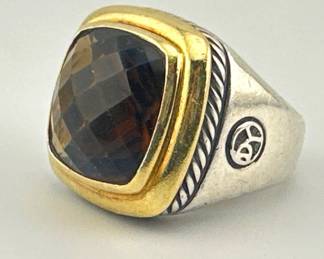 David Yurman sterling, 18kt and smoky quartz Albion ring