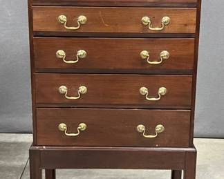 Walnut 6 drawer silver chest on stand

